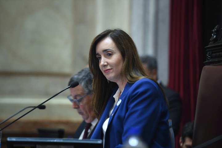 Victoria Villarruel en el recinto del Senado de la Nación. Foto Congreso
