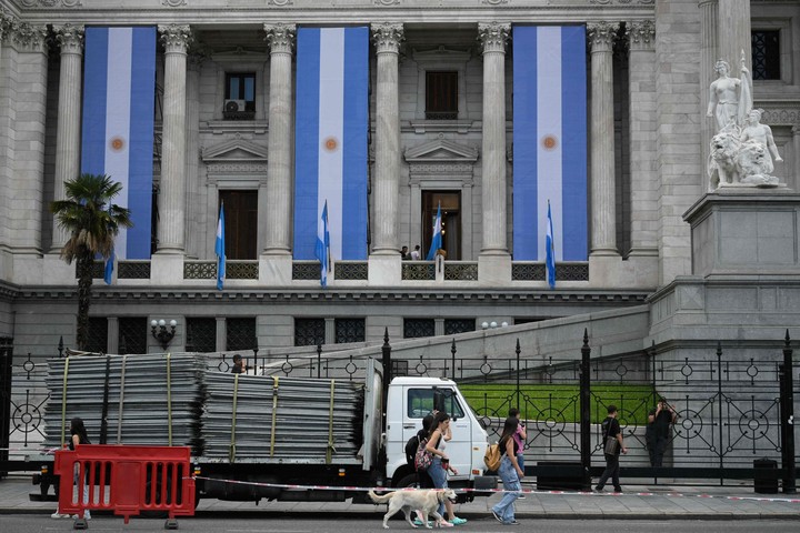 Los preparativos en el COngreso para la asunción de Milei.