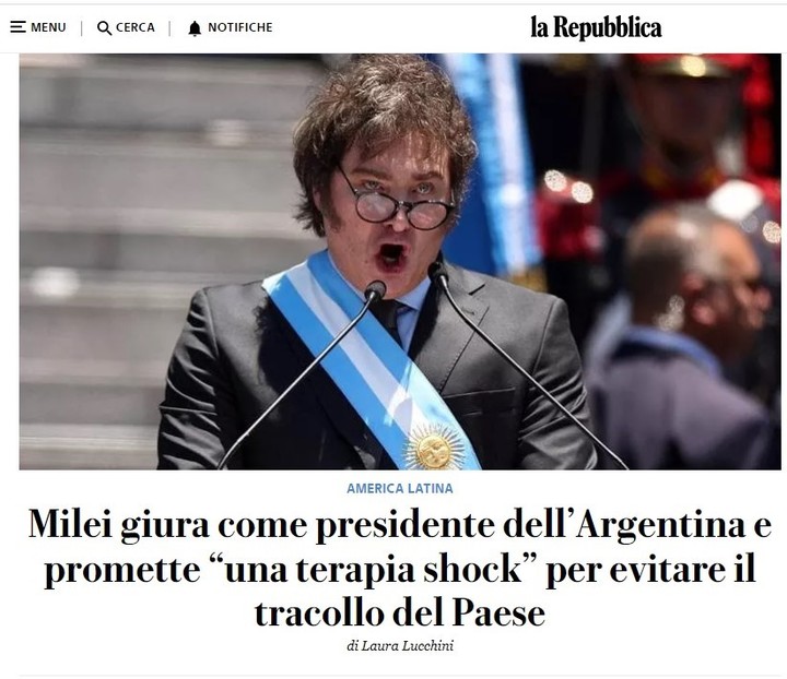 Jura de Milei: La Repubblica (Italia)