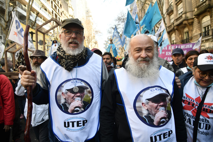 Emilio Pérsico y Esteban Castro, de la UTEP y el Evita. Foto: Federico Imas 