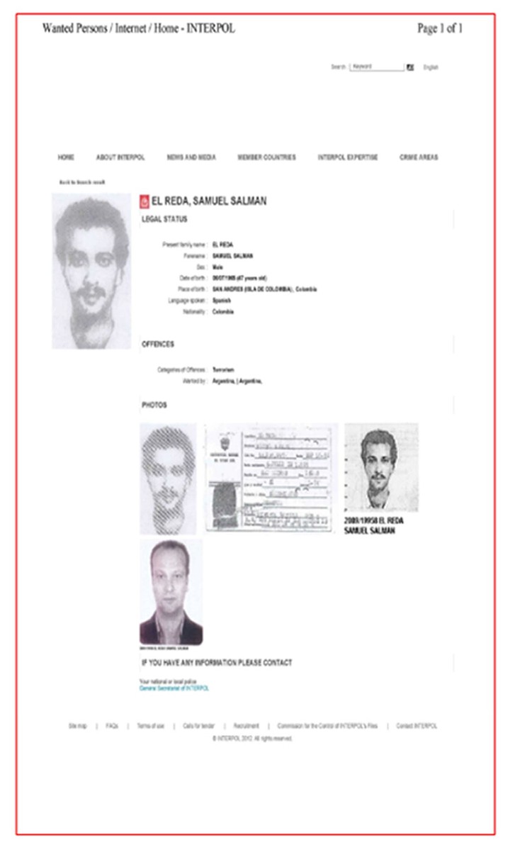 PEDIDO DE CAPTURA DE INTERPOL CONTRA  EL REDA.