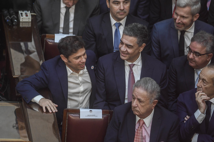 Kicillof y Frigerio, algunos de los gobernadores que estarán este martes en la reunión con el Presidente. Foto Federico Lopez Claro. 