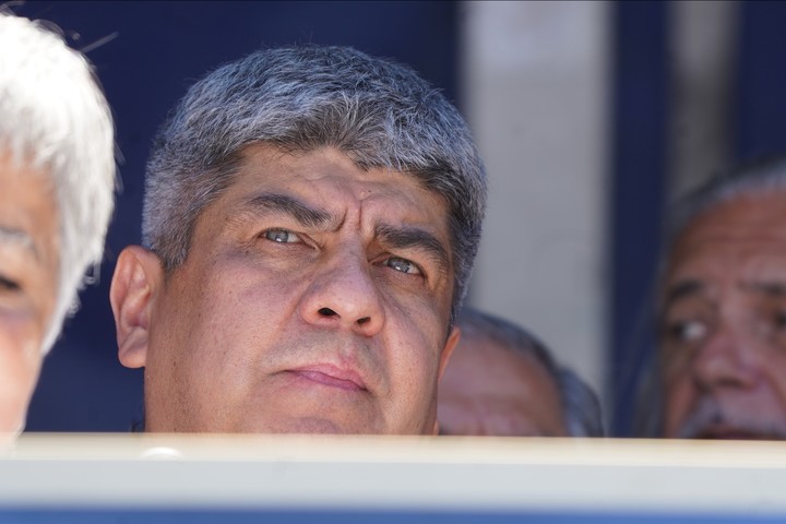 Pablo Moyano fue uno de los principales oradores del acto frente al Congreso. Foto Marcelo Carroll.